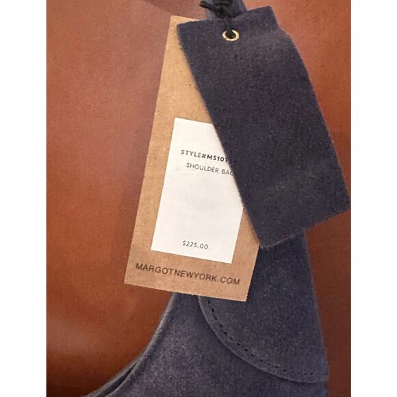 NWT Margot New York Navy Blue Suede Large Hobo Shoulder Tote Bag Viral - Picture 5 of 10